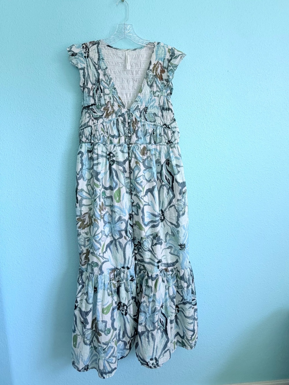 Anthropologie The Peregrine Midi Dress, Blues and Greens